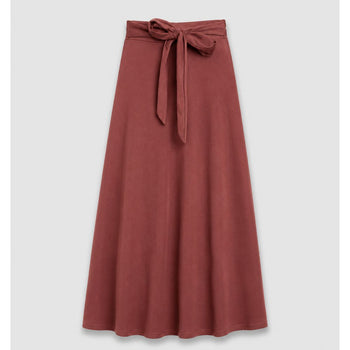 Knot Front Zip Back Flare Skirt
