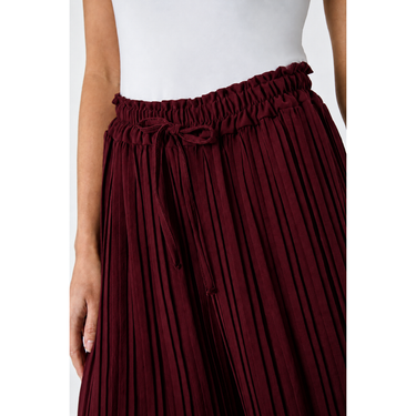 MAROON Petite Pleated Elastic Waist Wide Leg FLAPPER