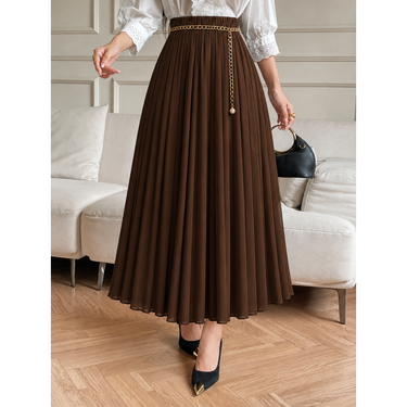 Brown Pleated Skirt