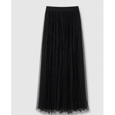 STONE NET PLEATED SKIRT