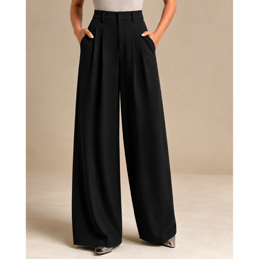 BLACK High-Waist Korean Pant with Wide Baggy Fit