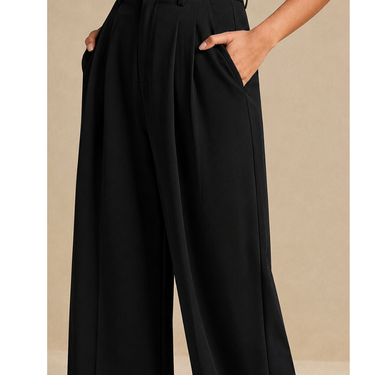 BLACK High-Waist Korean Pant with Wide Baggy Fit