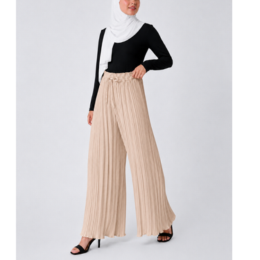 Skin Petite Pleated Elastic Waist Wide Leg FLAPPER