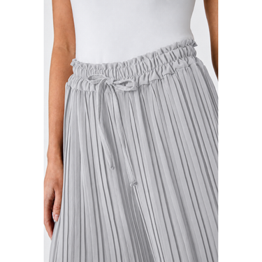silver Petite Pleated Elastic Waist Wide Leg Flapper