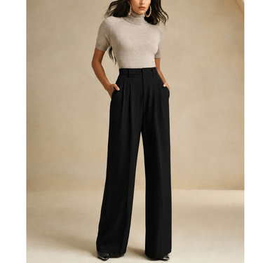BLACK High-Waist Korean Pant with Wide Baggy Fit