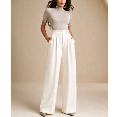 IVORY High-Waist Korean Pant with Wide Baggy Fit