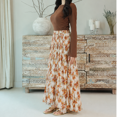 Golden Autumn Pleated Skirt