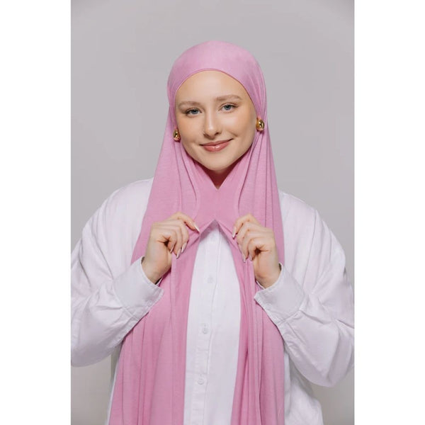 Instant Georgette Hijab with Inner Cap & Magnetic Closure - Blush