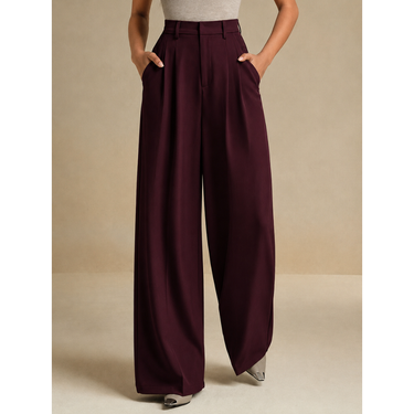 WINE High-Waist Korean Pant with Wide Baggy Fit