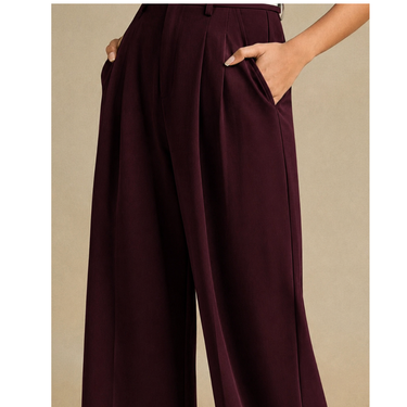 WINE High-Waist Korean Pant with Wide Baggy Fit