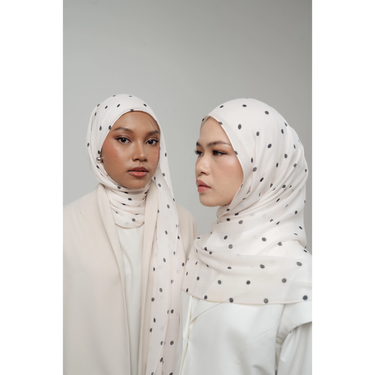 Polka Dot Chiffon Hijab WHITE
