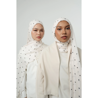 Polka Dot Chiffon Hijab WHITE