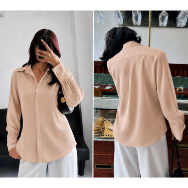 Sand Grace Modest Button-Down Shirt