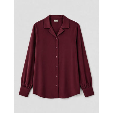 Deep Berry Modest Button-Down Shirt