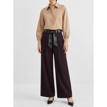 WIDE LEG PANT - Wine