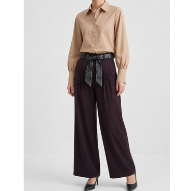 WIDE LEG PANT - Wine