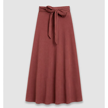 Knot Front Zip Back Flare Skirt - Pink
