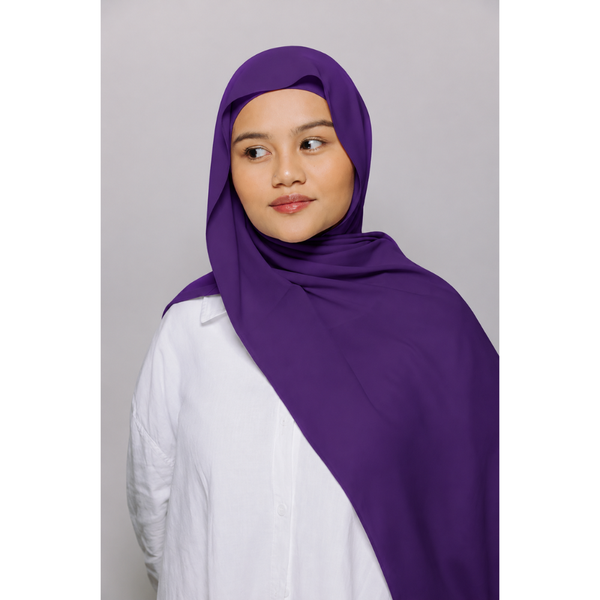 Instant Georgette Hijab with Inner Cap & Magnetic Closure - PURPLE