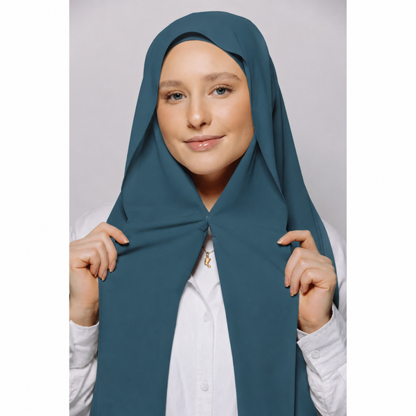 Instant Georgette Hijab with Inner Cap & Magnetic Closure - Zinc