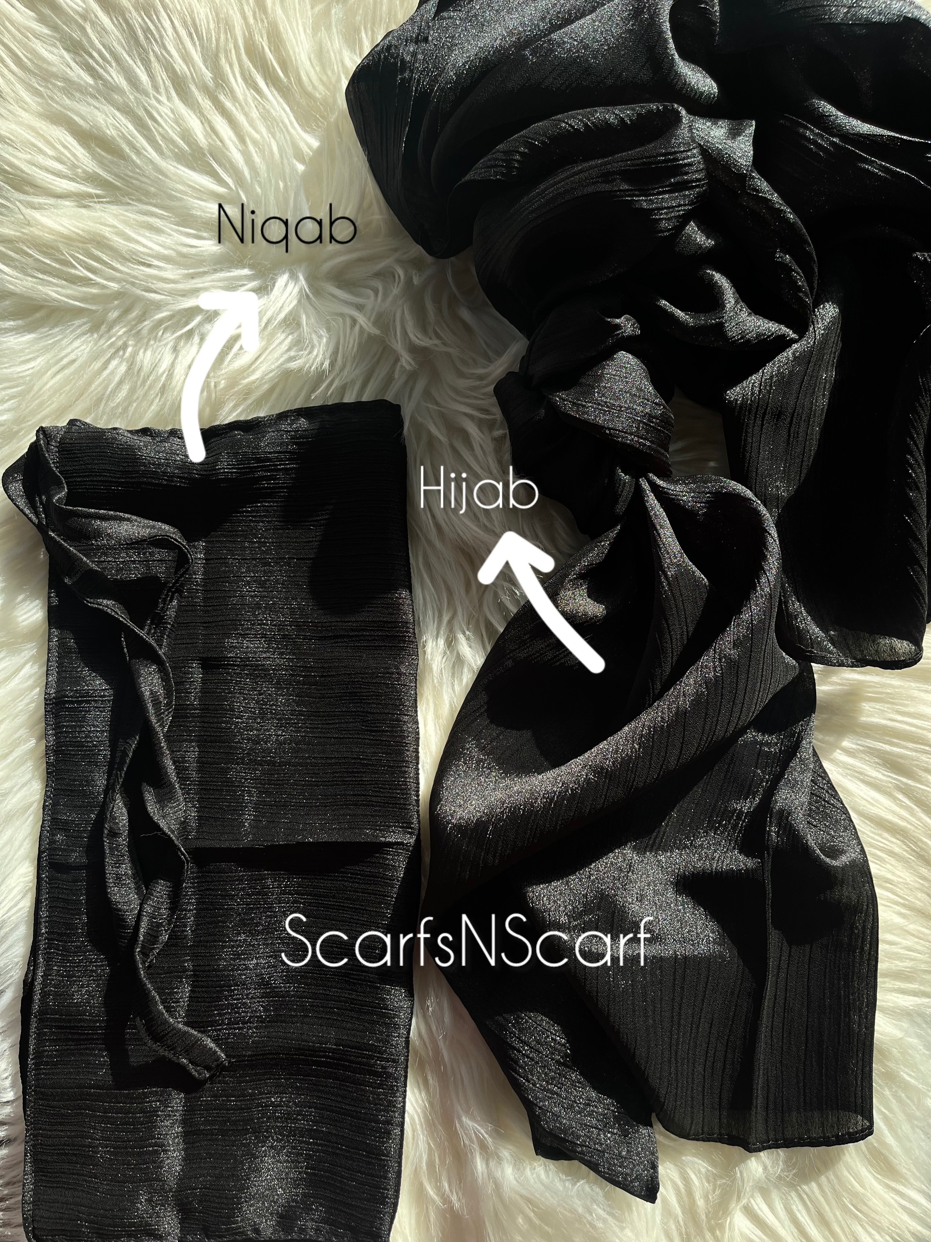 Crinkle Silk Hijab Niqab Set Black – Scarfs N Scarf