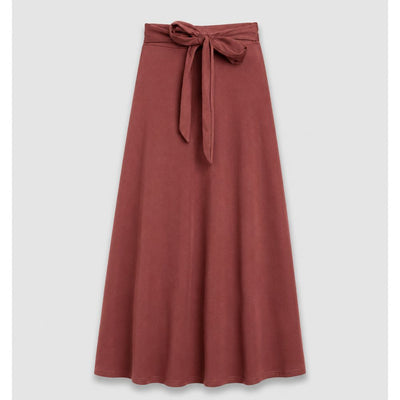 Knot Front Zip Back Flare Skirt