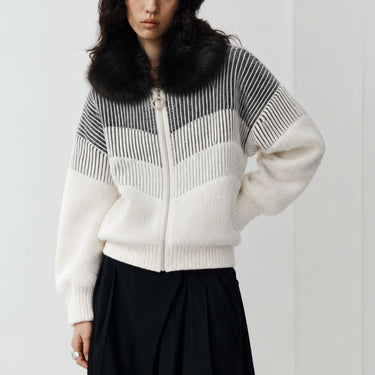 Zara Style Winter Teddy Jacket - Black Stripe