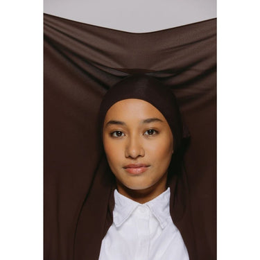 Instant Georgette Hijab with Inner Cap & Magnetic Closure - Chocolate Brown