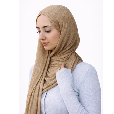 Modal Crinkle Hijab - Camel