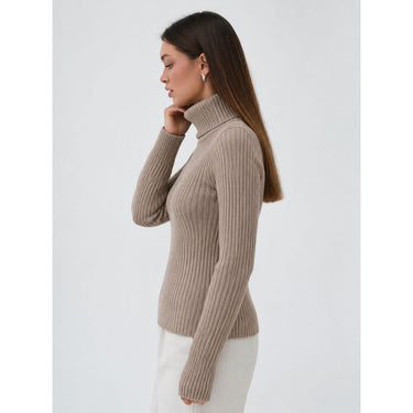 Ribbed Turtleneck Sweater - Camel