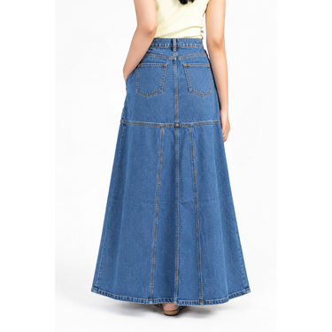 MEDIUM BLUE FLARED DENIM SKIRT