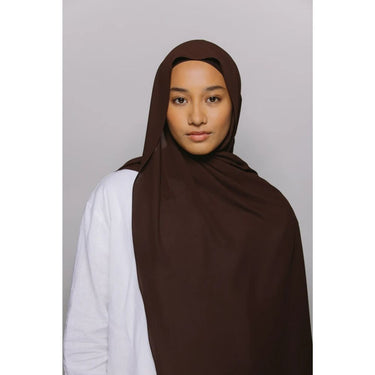 Instant Georgette Hijab with Inner Cap & Magnetic Closure - Chocolate Brown
