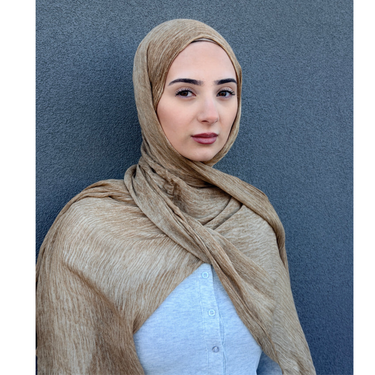 Modal Crinkle Hijab - Camel