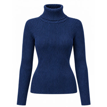 Ribbed Turtleneck Sweater - Navy