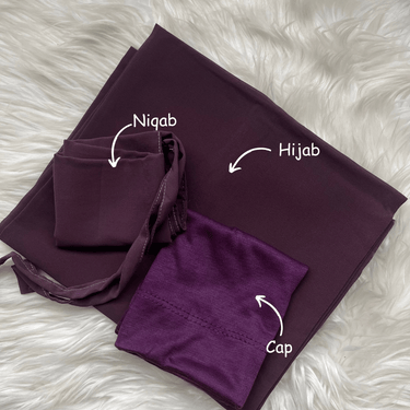 Hijab Niqab & Cap Set - Violet Vibes