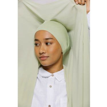 Instant Georgette Hijab with Inner Cap & Magnetic Closure - Pistachio