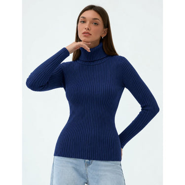 Ribbed Turtleneck Sweater - Navy