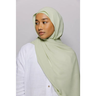 Instant Georgette Hijab with Inner Cap & Magnetic Closure - Pistachio