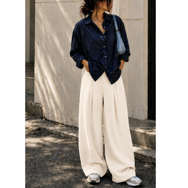 IVORY High-Waist Korean Pant with Wide Baggy Fit