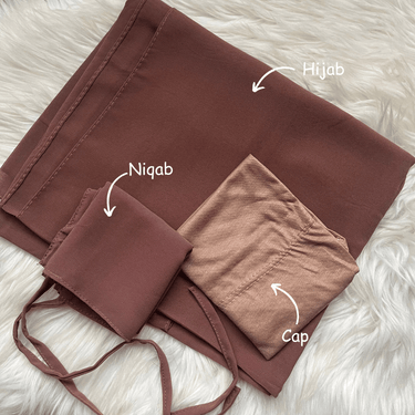 Hijab Niqab & Cap Set - Caramel Brew