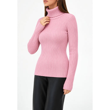 Ribbed Turtleneck Sweater - Soft Pink