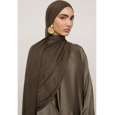 Modal Crinkle Hijab- Wallnut
