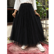 STONE NET PLEATED SKIRT