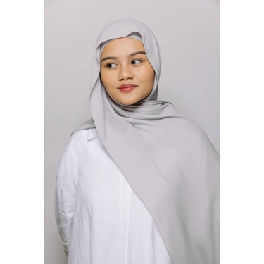 Instant Georgette Hijab with Inner Cap & Magnetic Closure - Silver