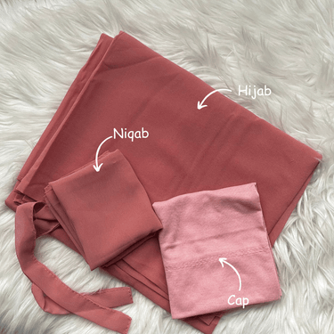 Hijab Niqab & Cap Set - Petal Pink