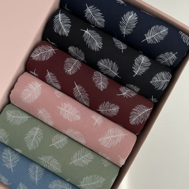 Box of 6 Floral Turkish Lawn Hijab - Solid Colors
