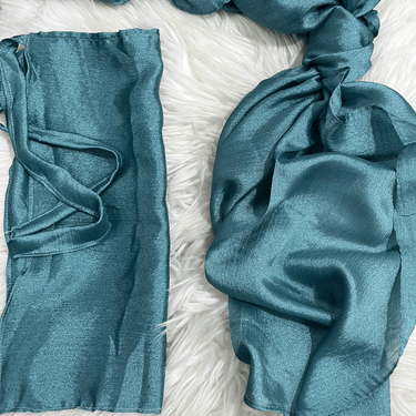 Crinkle Silk Hijab Niqab Set - Aqua Marine