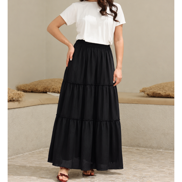 Black Tiered Maxi Skirt