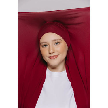 Instant Georgette Hijab with Inner Cap & Magnetic Closure - Maroon