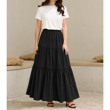 Black Tiered Maxi Skirt