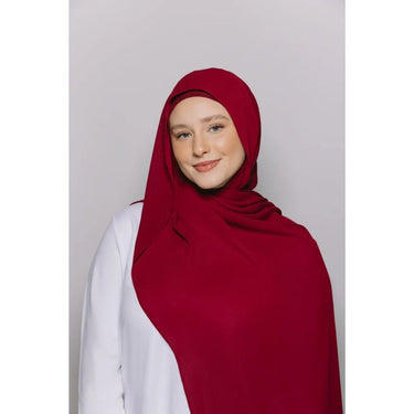 Instant Georgette Hijab with Inner Cap & Magnetic Closure - Maroon